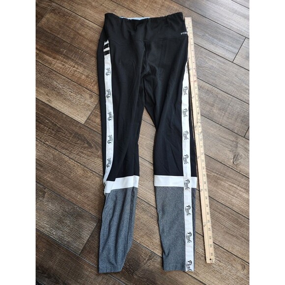 Pink Victoria Secret Ultimate Leggings Size M Workout High Waist Gray Colorblock - Picture 1 of 5